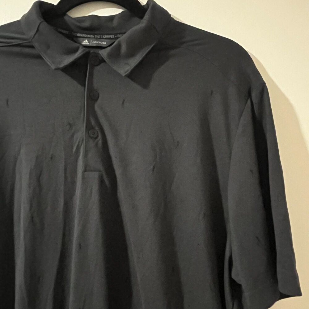 Adidas Adicross Mens Gray Golf Polo Shirt Tonal Golfer Print Large Short Sleeve
